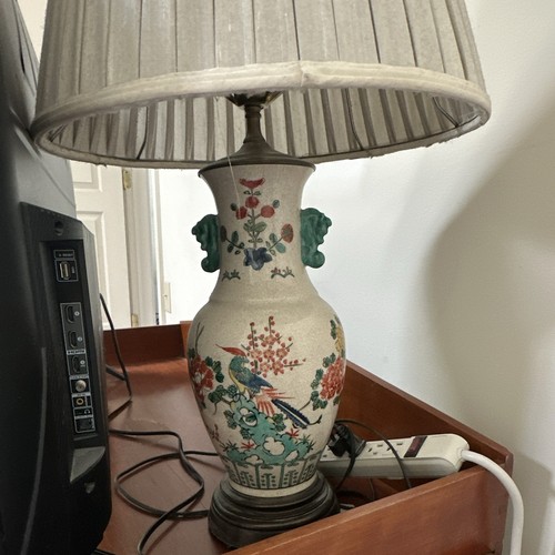 Ceramic floral bird table lamp - ceramic,